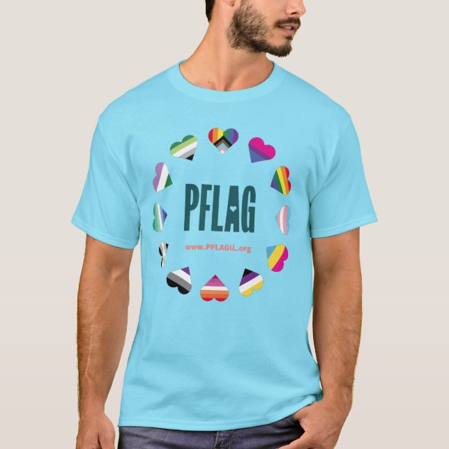 12 Coeurs Cercle PFLAG T-shirt lumière vive arrièr (Devant)