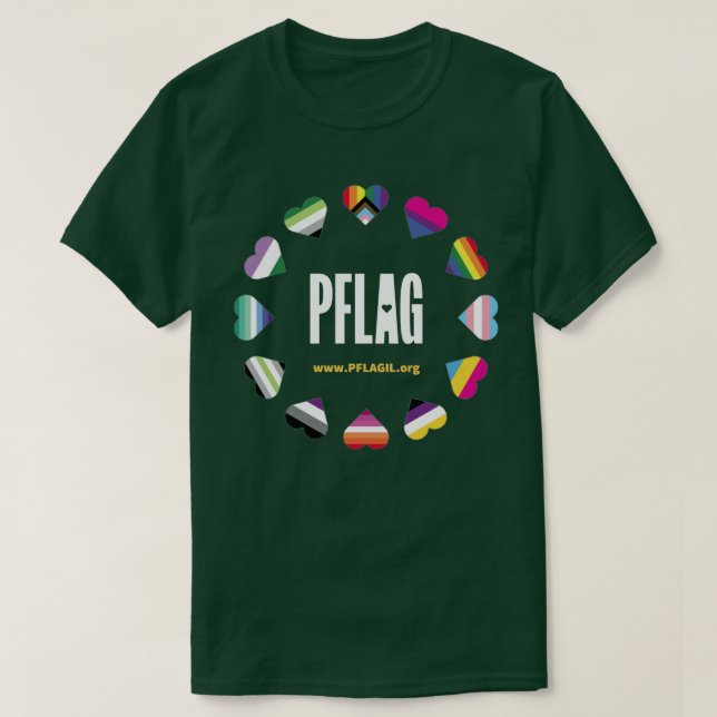 12 Coeurs Cercle PFLAG T-shirt pour arrière - plan (Design devant)