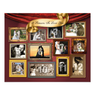 12 Coeurs Poster Mariage Photo Élargissement