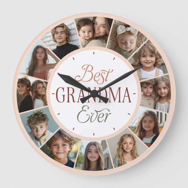 12 Collage Photo Horloge Meilleure Grand-mère Jama (Recto)