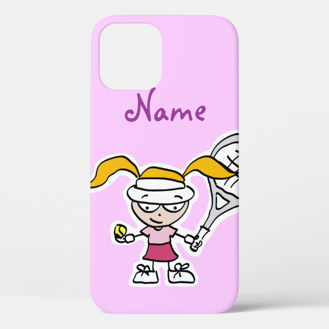 12 coque iphone avec dessin animé de fille de tennis (Verso)