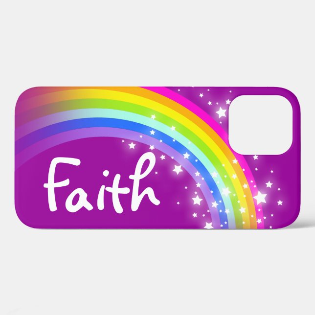 12 Coque iphone de nom personnalisé Rainbow violet (Verso (horizontal))