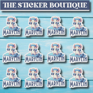 12 Dans Un Migné Nom Personnalisé Sticker Axolotl 