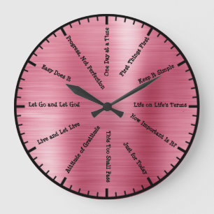 12 Étape Sobriété Alcooliques Mur Rose Horloge