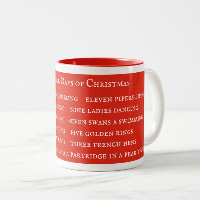 12 JOURS LYRICS Rouge Mug à deux tons / Rouge (Devant droit)