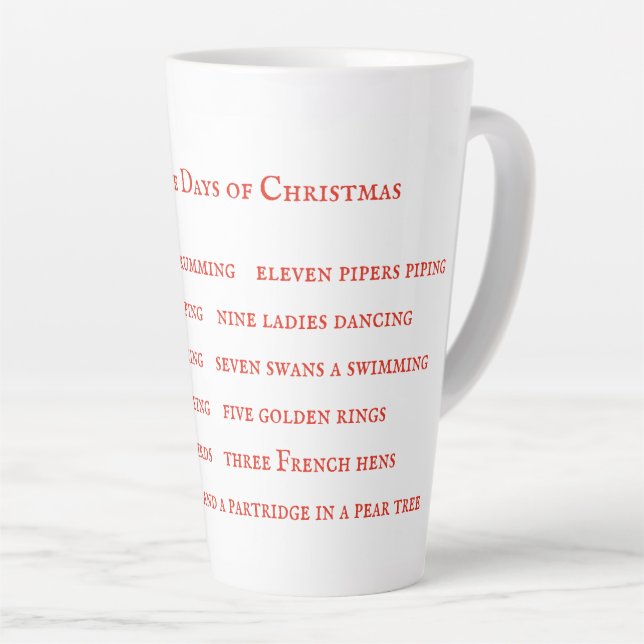 12 JOURS LYRICS Tall Latte Mug (Angle droit)