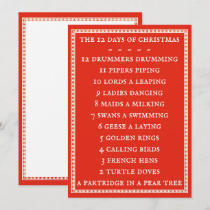 12 JOURS PAROLES 5x7 Carte plate II / Rouge