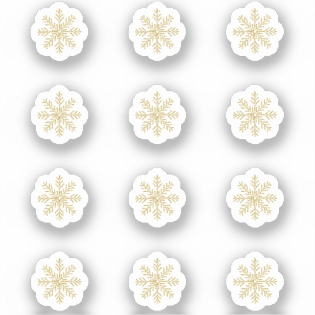 12 Mini Gold Snowflake Stickers (Recto)