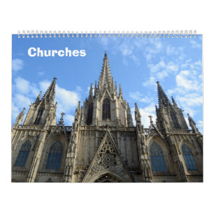 12 mois Eglises Mur photo Calendrier