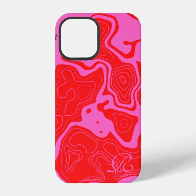 12 Monographie rose moderne Coque-Mate coque iphone (Verso)