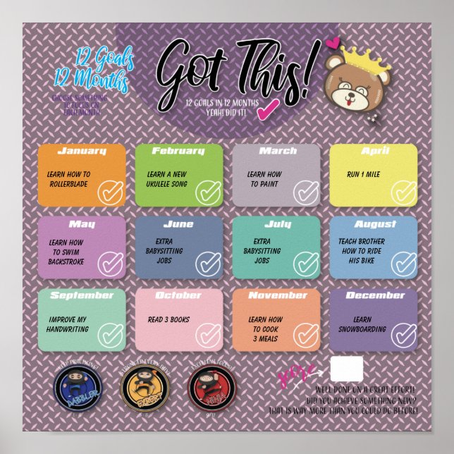 12 OBJECTIFS EN 12 MOIS POSTER DE DÉFI (Devant)