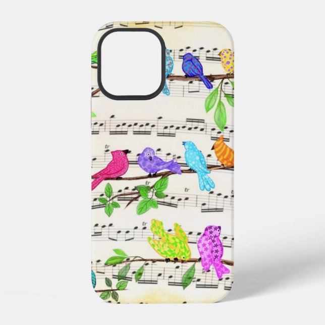 12 Oiseaux musicaux colorés coque iphone (Verso)