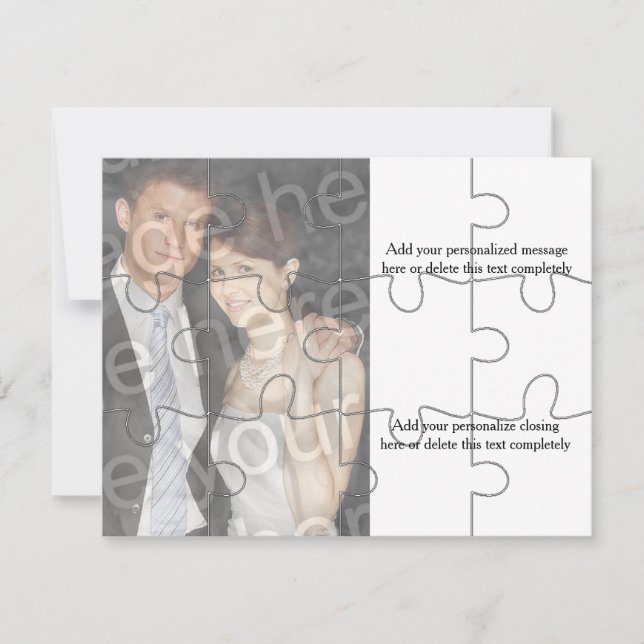 12 pc Photo personnalisée "Faux" Puzzle Invitation (Devant)