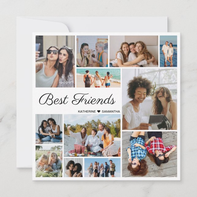 12 Photo Collage Meilleurs Amis Forever Flat Card (Devant)