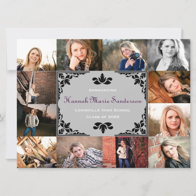 12 photos Collage de diplômes-6x8 Grad Faire-part (Devant)