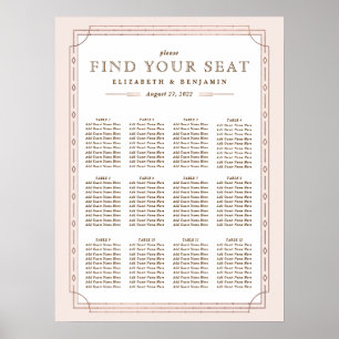 12 Tableaux   Art Déco Blush Rose Gold Foil Mariag