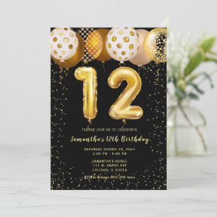 12e anniversaire Black Gold Invitation