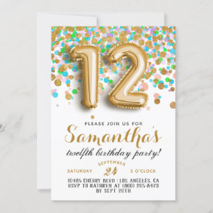 12e anniversaire Confetti Invitation