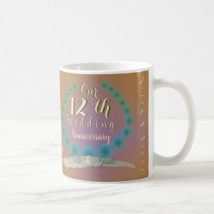 12e anniversaire du Mariage Mug à café en soie et