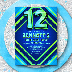 12e anniversaire Neon Invitation