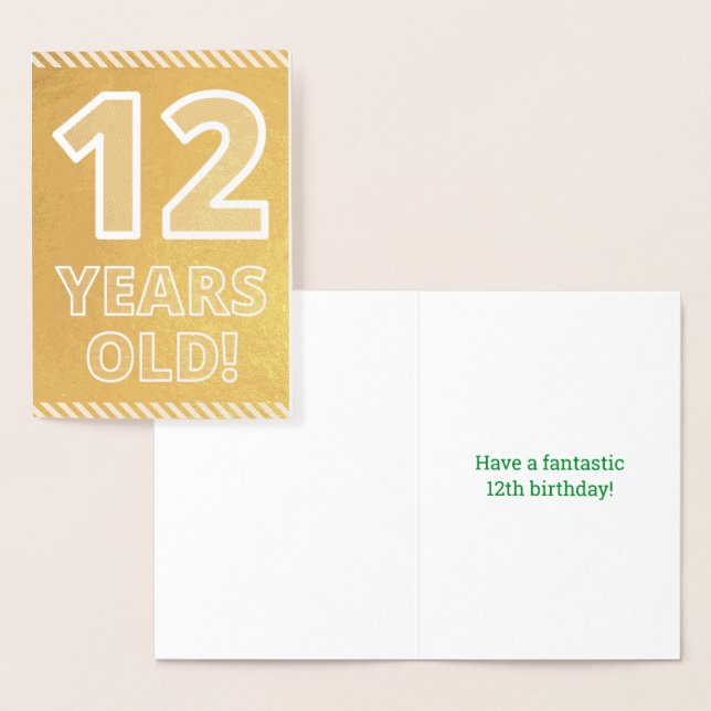 12ème anniversaire : Gras "12 ans !" Carte Gold Fo (Affichage)
