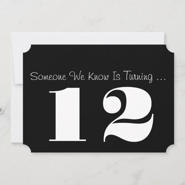 12ème Invitation de fête d'anniversaire, noir et (Devant)
