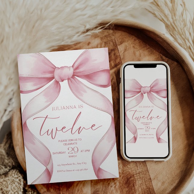 12th Birthday Invitation Pink Coquette Invite Girl (Créateur téléchargé)
