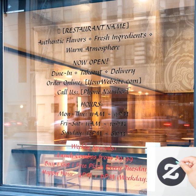 132 cm x 183 cm Autocollant de fenêtre pour restau (Fenêtre de café)