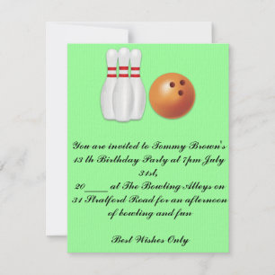13 Anniversaire Invitation au Bowling Party