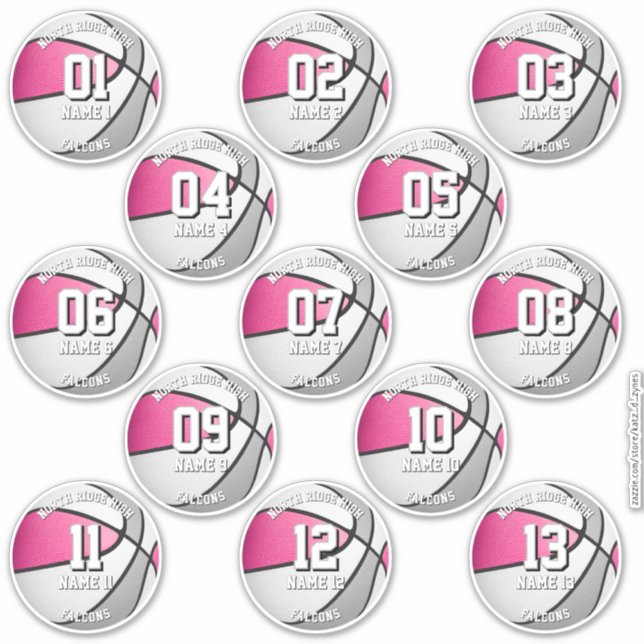 13 autocollants de basketball aux couleurs de l'éq (Devant)