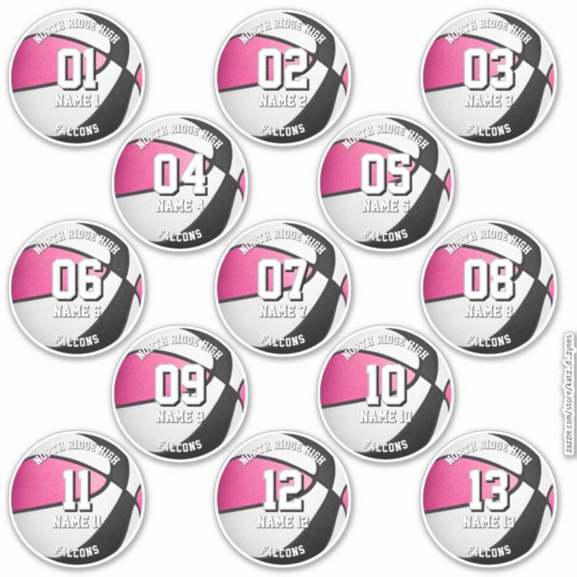 13 autocollants de basketball couleurs d'équipe ro (Devant)