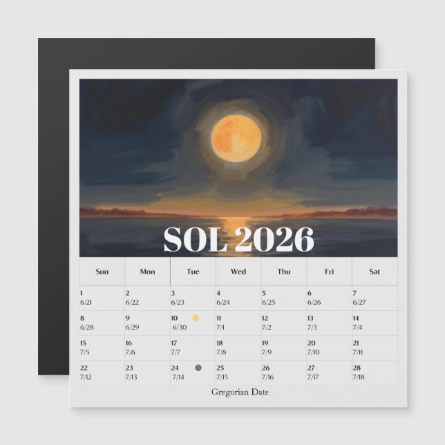 13-Month Moon Phase Zodiac sol Calendar (Devant / Derrière)