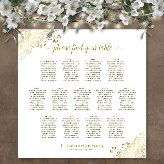 13 Tableau Frilles d'or Mariage blanc Tableau de s (In Situ on Wall with Decorations)