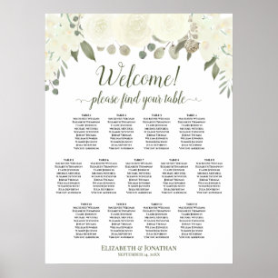 13 Tableau Sièges à Mariages floraux blancs d'ivoi