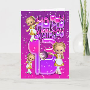 13e Anniversaire Carte mignonne petites parties sc