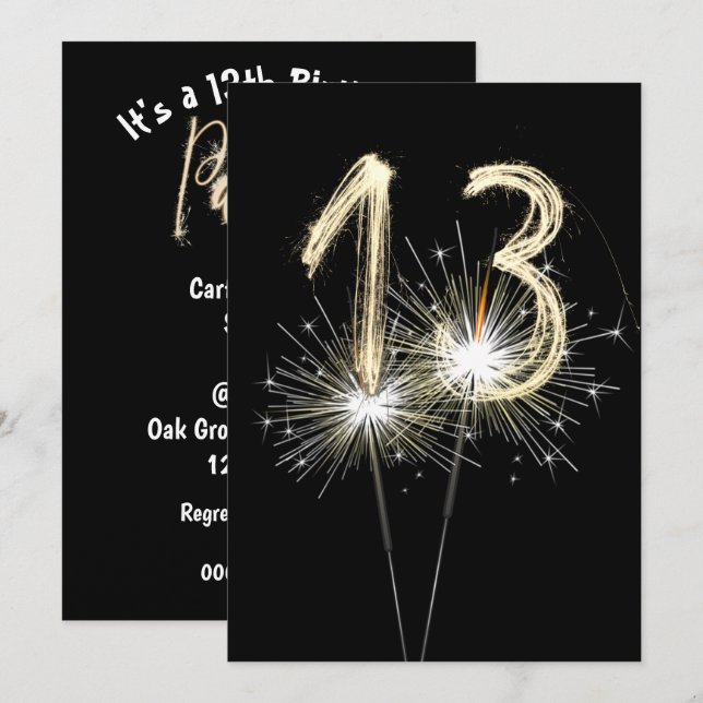 13e anniversaire fêtards Invitation (Devant / Derrière)