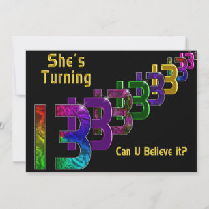 13e anniversaire Invitation fille, chiffres Abstra