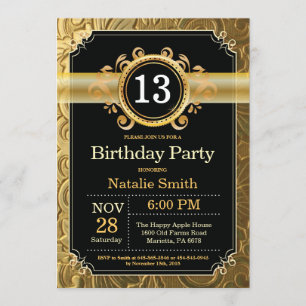 13e anniversaire Invitation Parties scintillant no