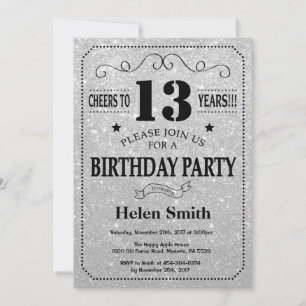 13e anniversaire Invitation Parties scintillant no