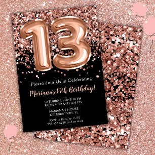 13e anniversaire Invitation Rose noir Parties scin