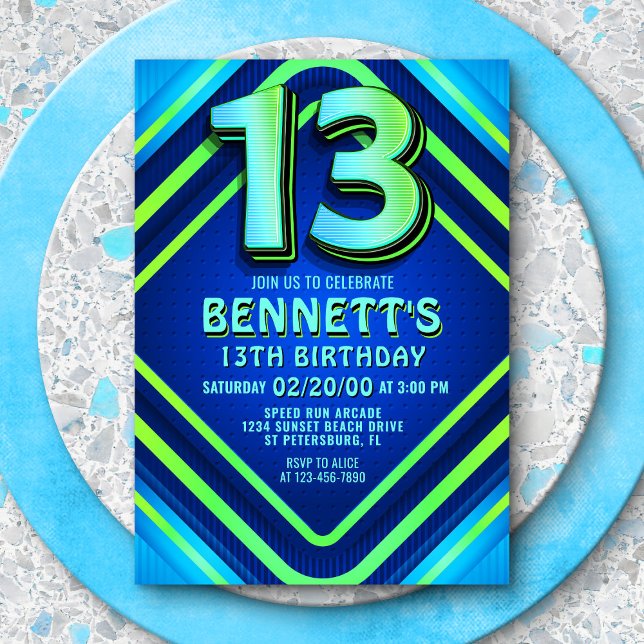 13e anniversaire Neon Invitation (Créateur téléchargé)