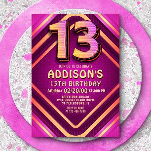 13e anniversaire Neon Invitation