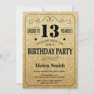 13e Invitation d'anniversaire Parties scintillant