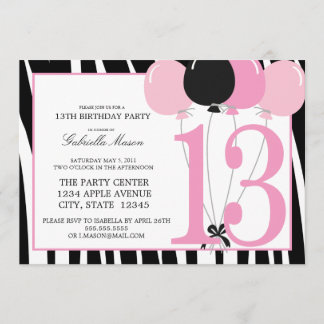 13ème invitation de fête d'anniversaire 5x7