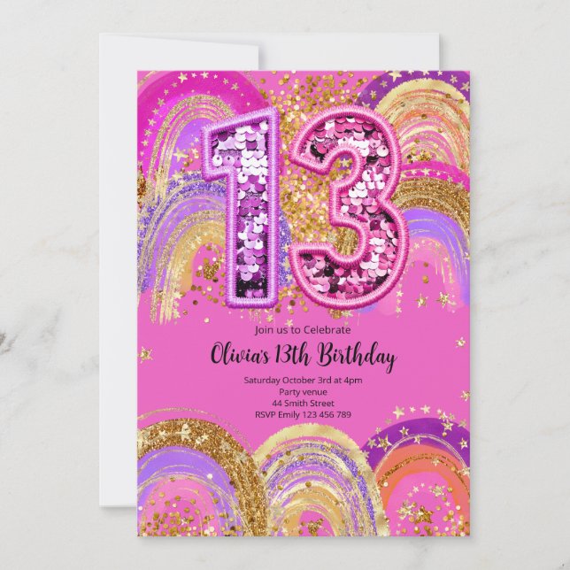 13th Birthday Girls Invitation (Devant)