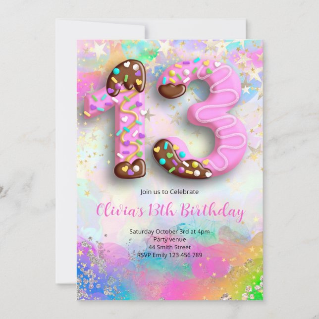 13th Birthday Girls Invitation (Devant)