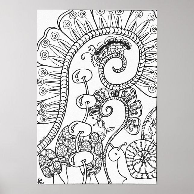 13x19 coloriage chenille à poster et escargot (Devant)