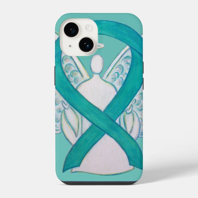 14 coque iphone d'angle de ruban turquoise pour la se (Verso)