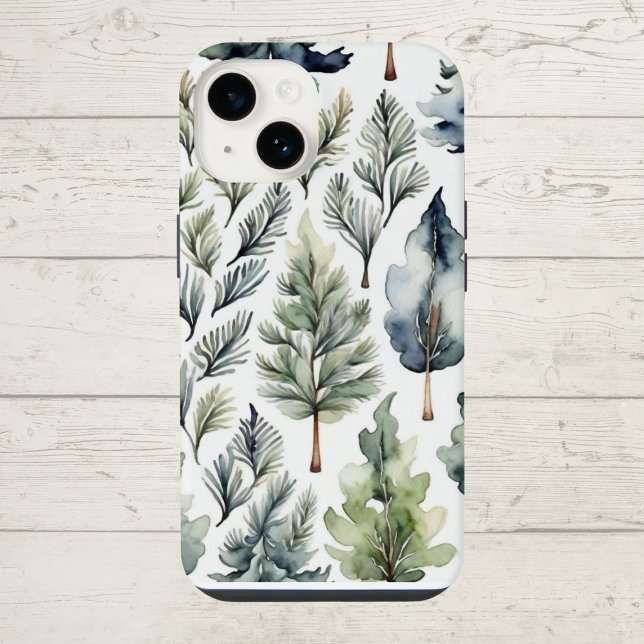 14 Coque iphone pratique et attrayant pour sapin (Attractive modern watercolor fir tree iPhone case)