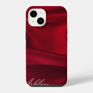14 Coque pour iPhone en soie rouge Satin Illusion